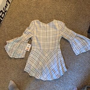 Kensie peplum checked top